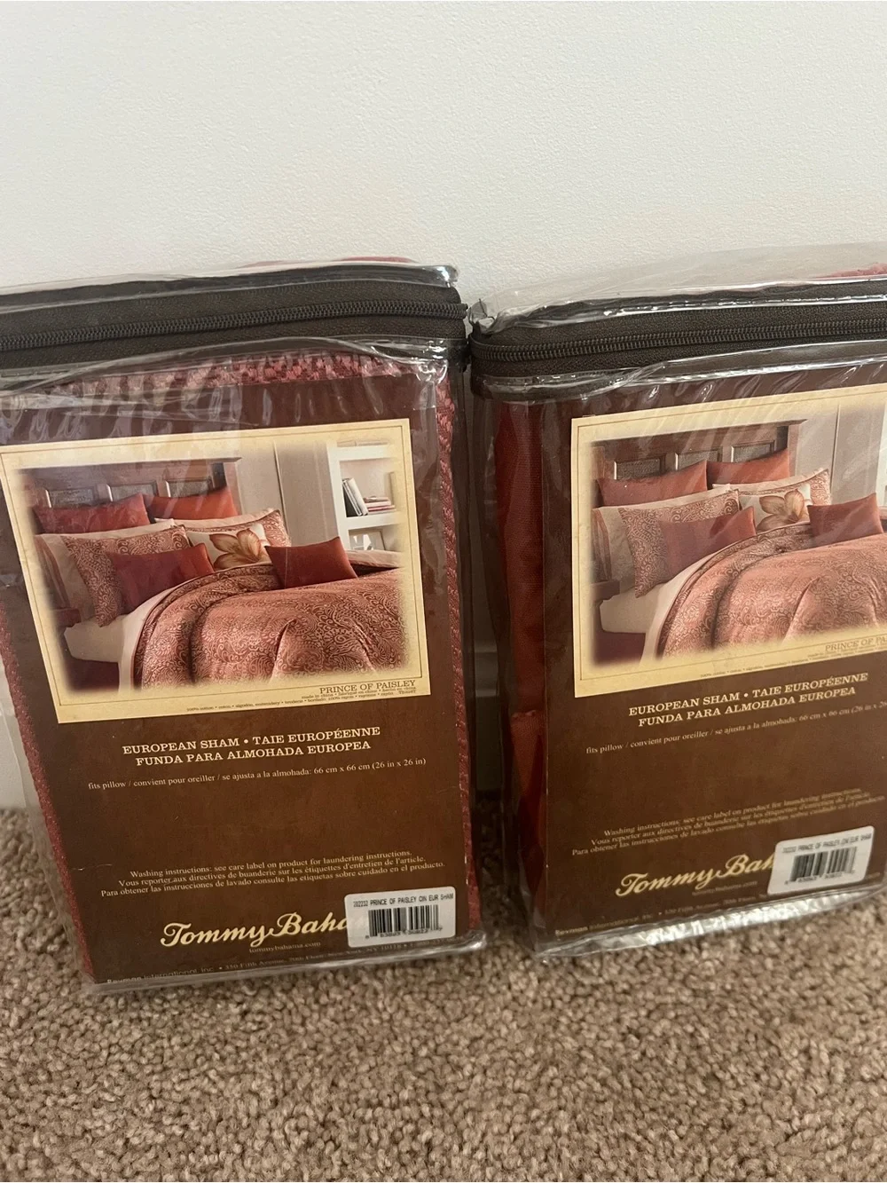 NWT Lot Of 2 Tommy Bahama Home Prince Of Paisley Euro Shams Orange Rust Red
